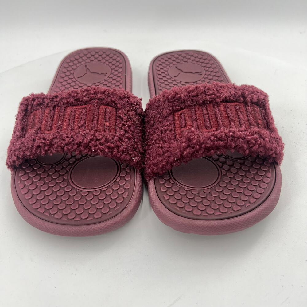 PUMA Women's Cool Cat Sherpa Slide Wine/Purple Sandal Size 5